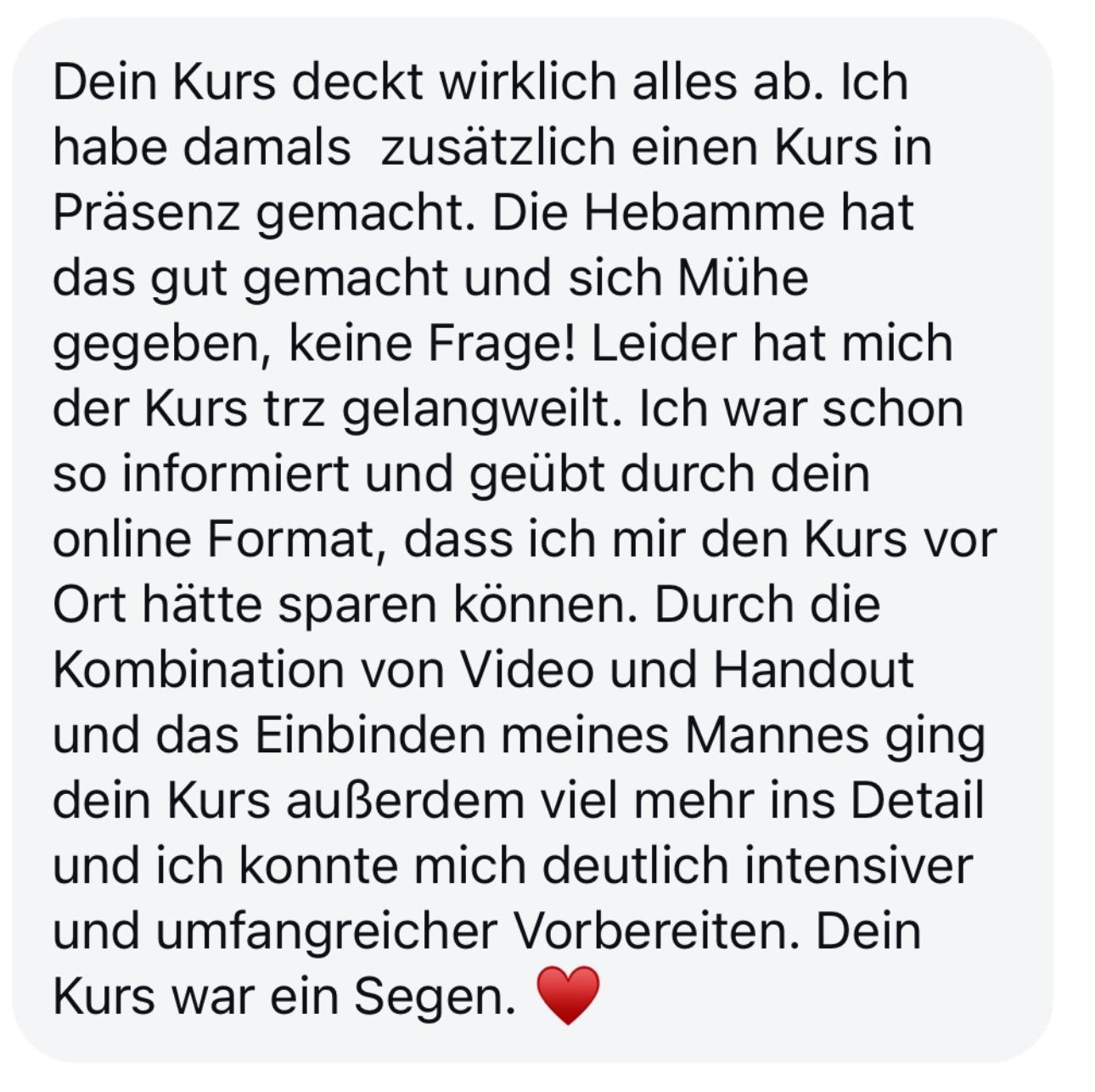 Feedback einer Teilnehmerin