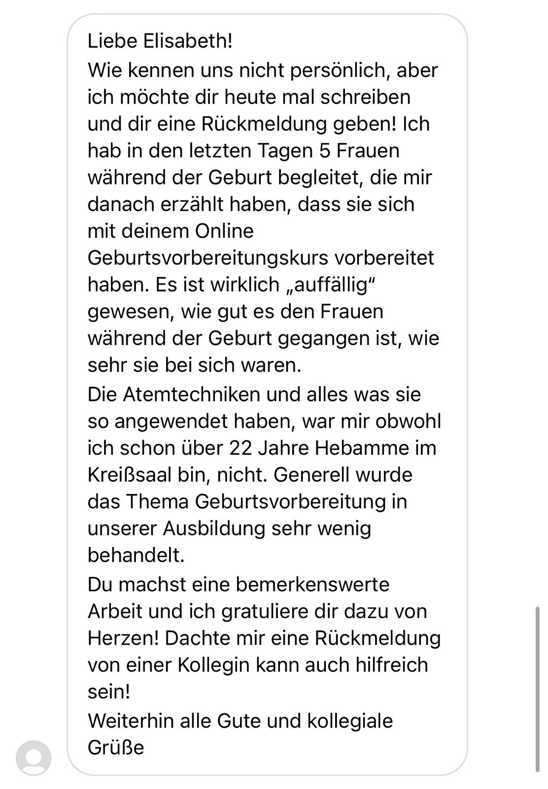 Feedback einer Teilnehmerin